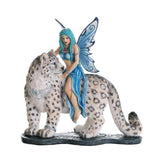 Pacific Giftware Decorative Companion Fairy Hima with Snow Leopard Collectible Decorative Statue 8H